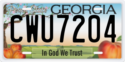 GA license plate CWU7204