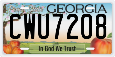GA license plate CWU7208