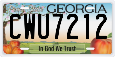 GA license plate CWU7212