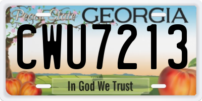 GA license plate CWU7213