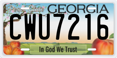 GA license plate CWU7216