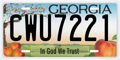 GA license plate CWU7221