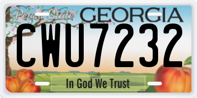 GA license plate CWU7232