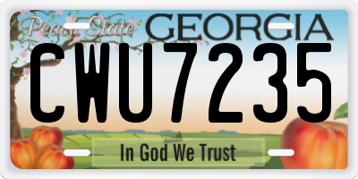 GA license plate CWU7235