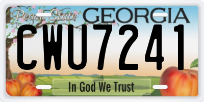 GA license plate CWU7241