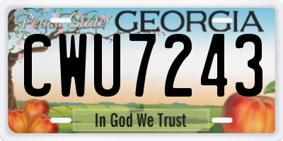 GA license plate CWU7243