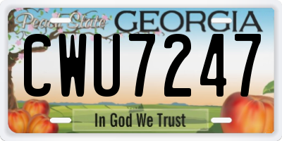 GA license plate CWU7247