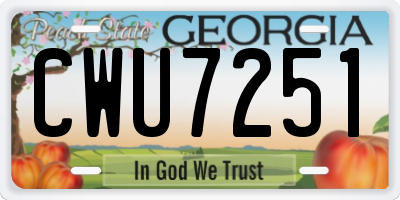 GA license plate CWU7251