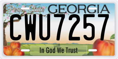 GA license plate CWU7257