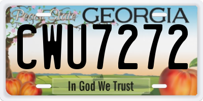 GA license plate CWU7272