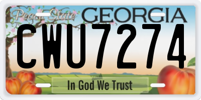 GA license plate CWU7274