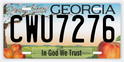 GA license plate CWU7276