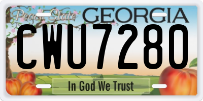 GA license plate CWU7280