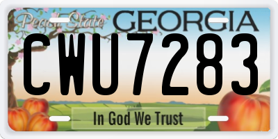 GA license plate CWU7283
