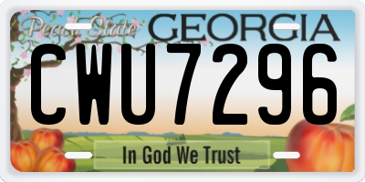GA license plate CWU7296