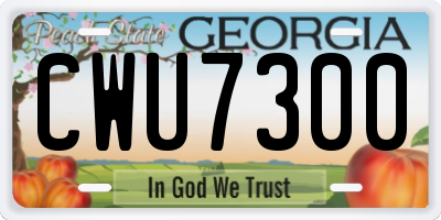 GA license plate CWU7300