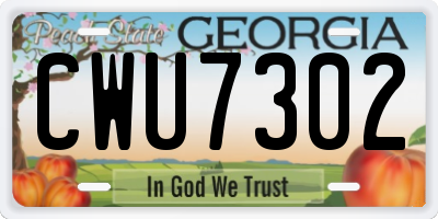 GA license plate CWU7302
