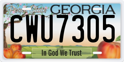 GA license plate CWU7305