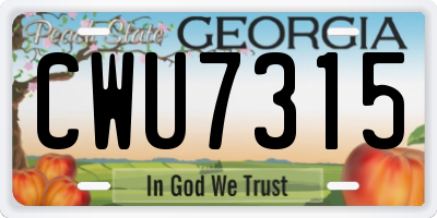 GA license plate CWU7315