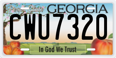 GA license plate CWU7320