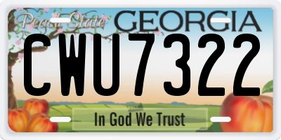 GA license plate CWU7322