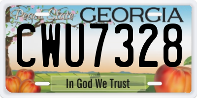 GA license plate CWU7328