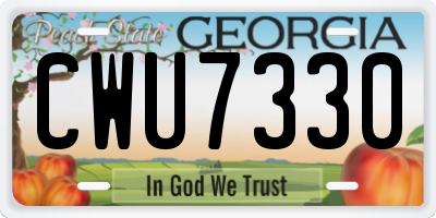 GA license plate CWU7330