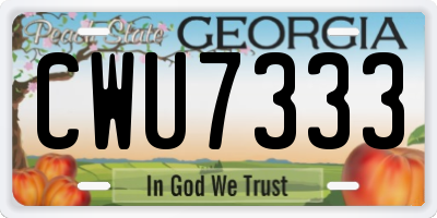 GA license plate CWU7333