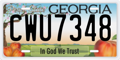 GA license plate CWU7348