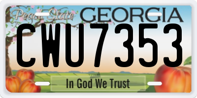 GA license plate CWU7353