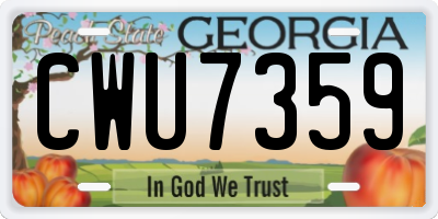 GA license plate CWU7359