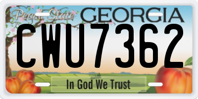 GA license plate CWU7362