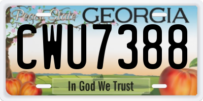 GA license plate CWU7388