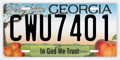 GA license plate CWU7401