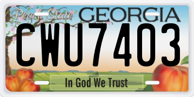GA license plate CWU7403