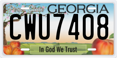 GA license plate CWU7408