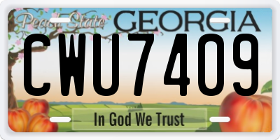 GA license plate CWU7409