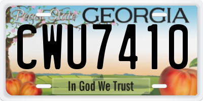 GA license plate CWU7410