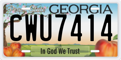 GA license plate CWU7414