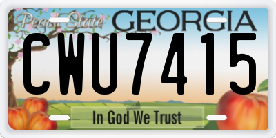 GA license plate CWU7415