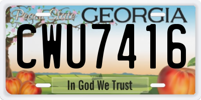 GA license plate CWU7416
