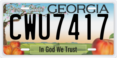 GA license plate CWU7417