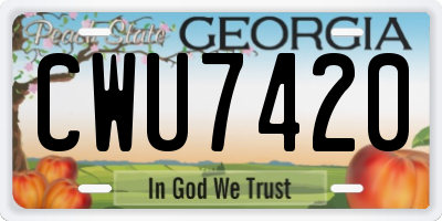 GA license plate CWU7420