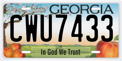 GA license plate CWU7433