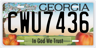 GA license plate CWU7436