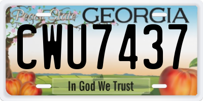GA license plate CWU7437