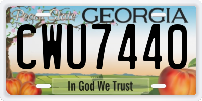 GA license plate CWU7440