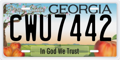 GA license plate CWU7442