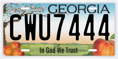 GA license plate CWU7444