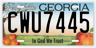 GA license plate CWU7445
